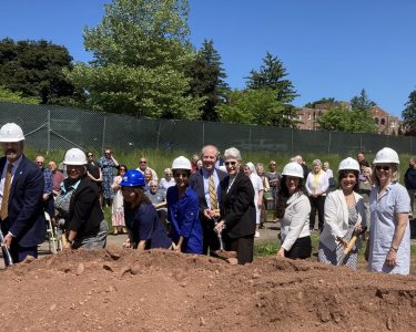 [Breaking ground for Angela Gardens at the Felician Sisters Campus in Enfield, CT. (Image by TCB)]. New 45-Unit Affordable Senior Housing Community Will Transform a Former Convent Building into Service-Enriched Homes for Older Adults